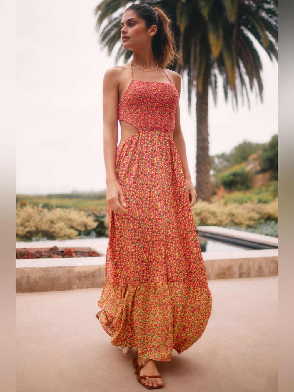 Maaji Miniclore Vera Floral Cutout Halter Maxi Dress - NWOT - Size Medium
